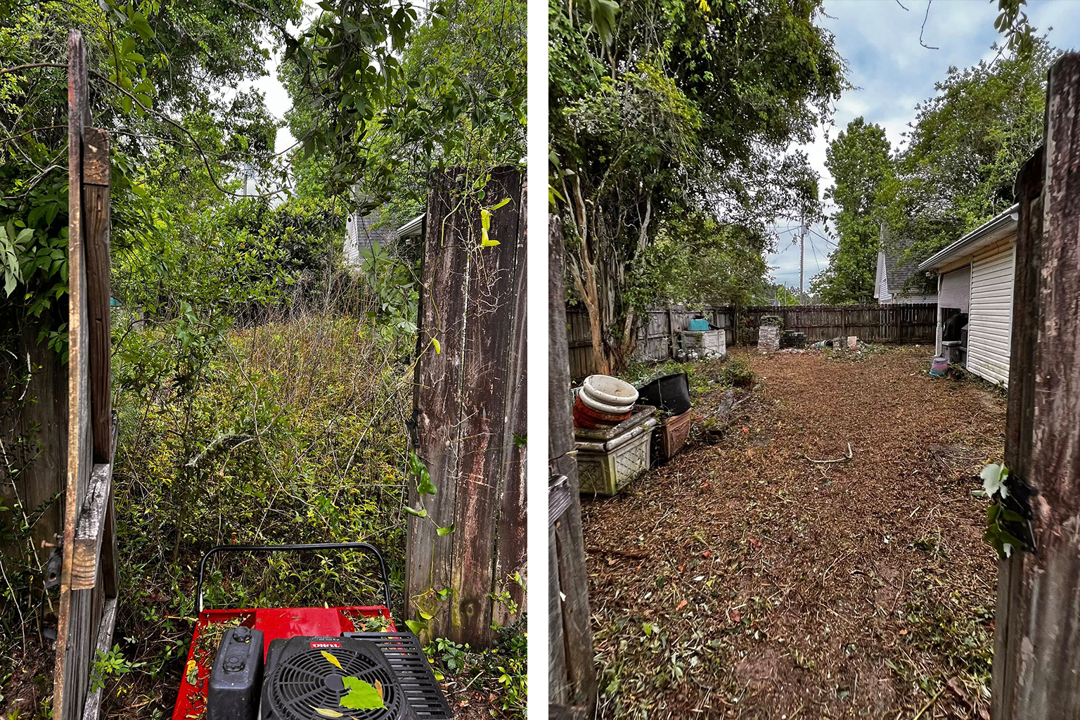 Before and after outdoor cleanup